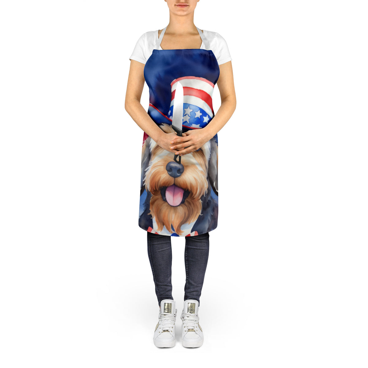 Otterhound Patriotic American Apron Cooking Kitchen Server Baking Crafts Gardening for Adult Women Men, Unisex, Large, Multicolor