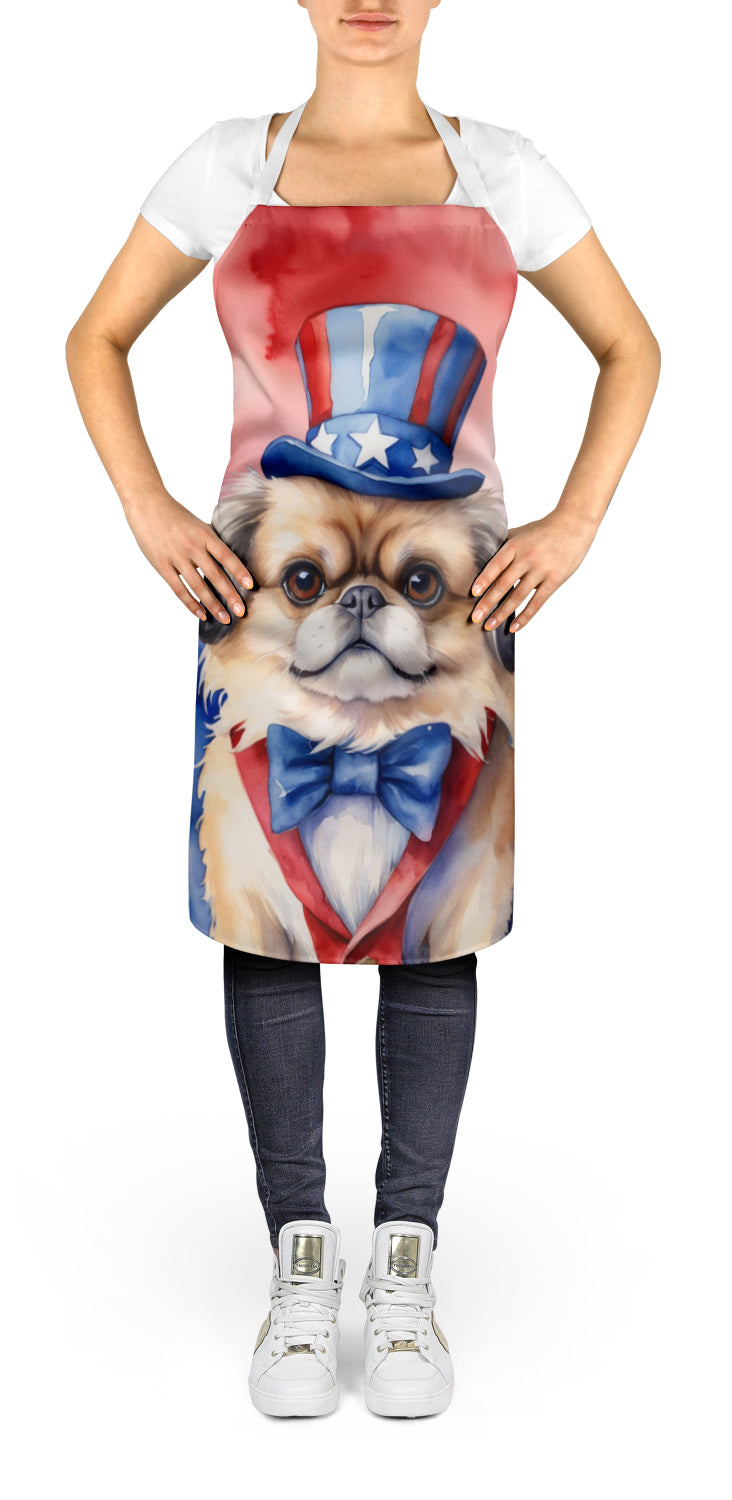 Pekingese Patriotic American Apron Cooking Kitchen Server Baking Crafts Gardening for Adult Women Men, Unisex, Large, Multicolor