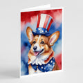 Corgi Patriotic American Greeting Cards Pack of 8 Blank Cards with Envelopes Whimsical A7 Size 5x7