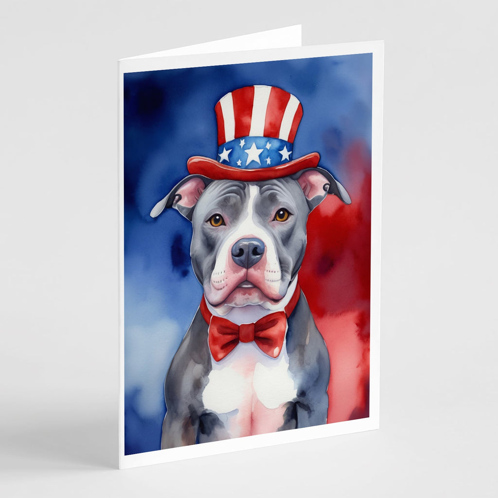 Pit Bull Terrier Patriotic American Greeting Cards Pack of 8 Blank Cards with Envelopes Whimsical A7 Size 5x7
