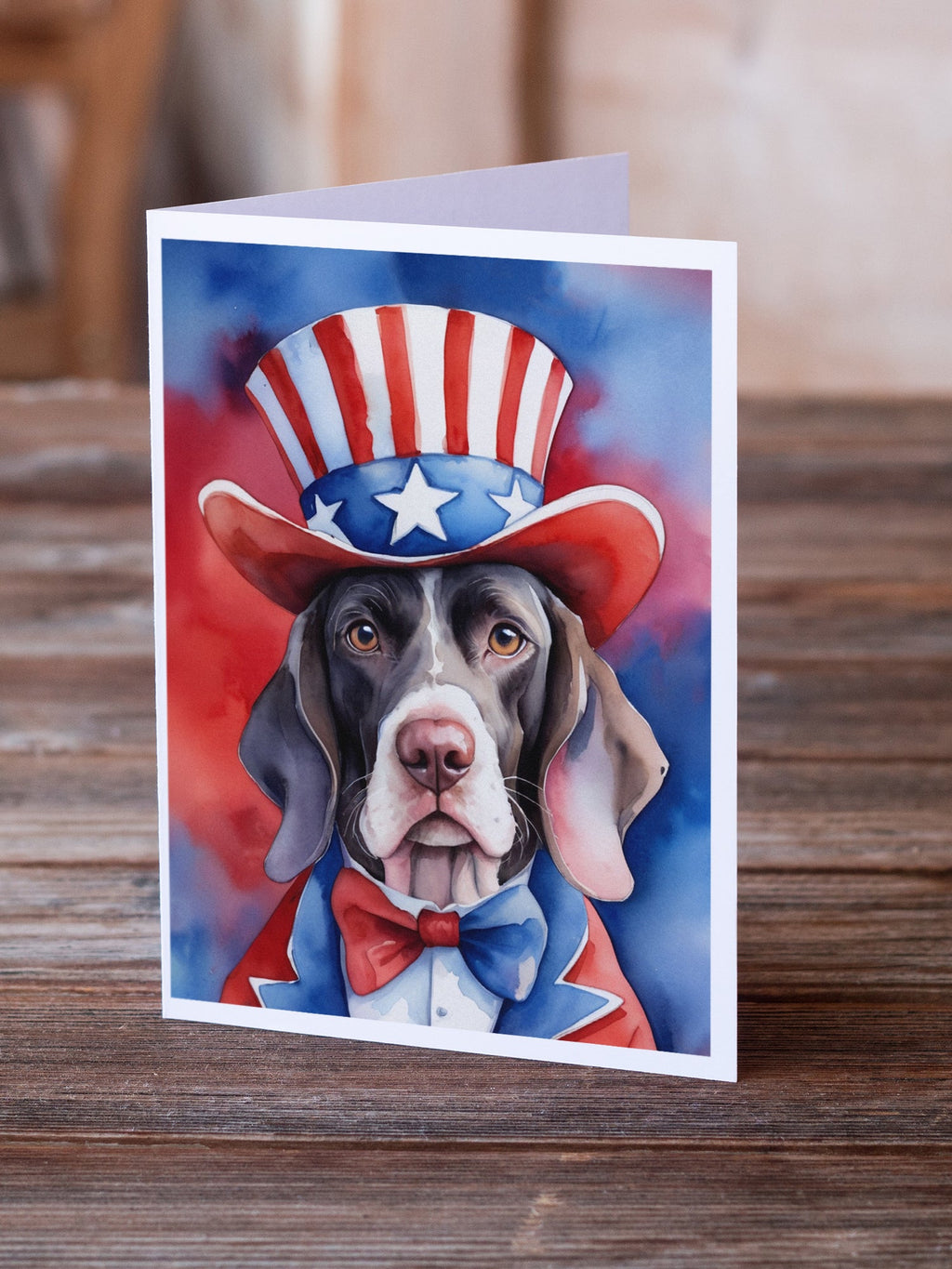 Pointer Patriotic American Greeting Cards Pack of 8 Blank Cards with Envelopes Whimsical A7 Size 5x7