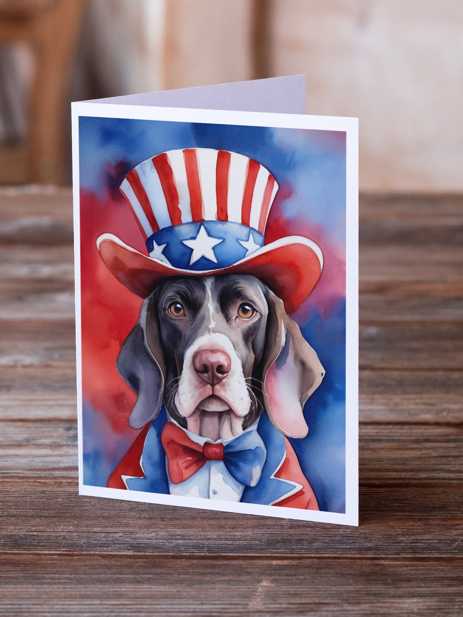 Pointer Patriotic American Greeting Cards Pack of 8 Blank Cards with Envelopes Whimsical A7 Size 5x7