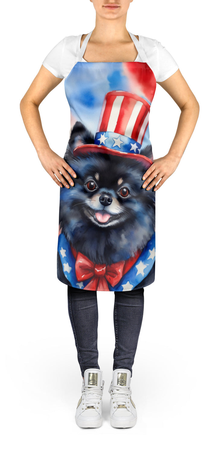 Pomeranian Patriotic American Apron Cooking Kitchen Server Baking Crafts Gardening for Adult Women Men, Unisex, Large, Multicolor