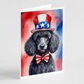 Black Poodle Patriotic American Greeting Cards Pack of 8 Blank Cards with Envelopes Whimsical A7 Size 5x7