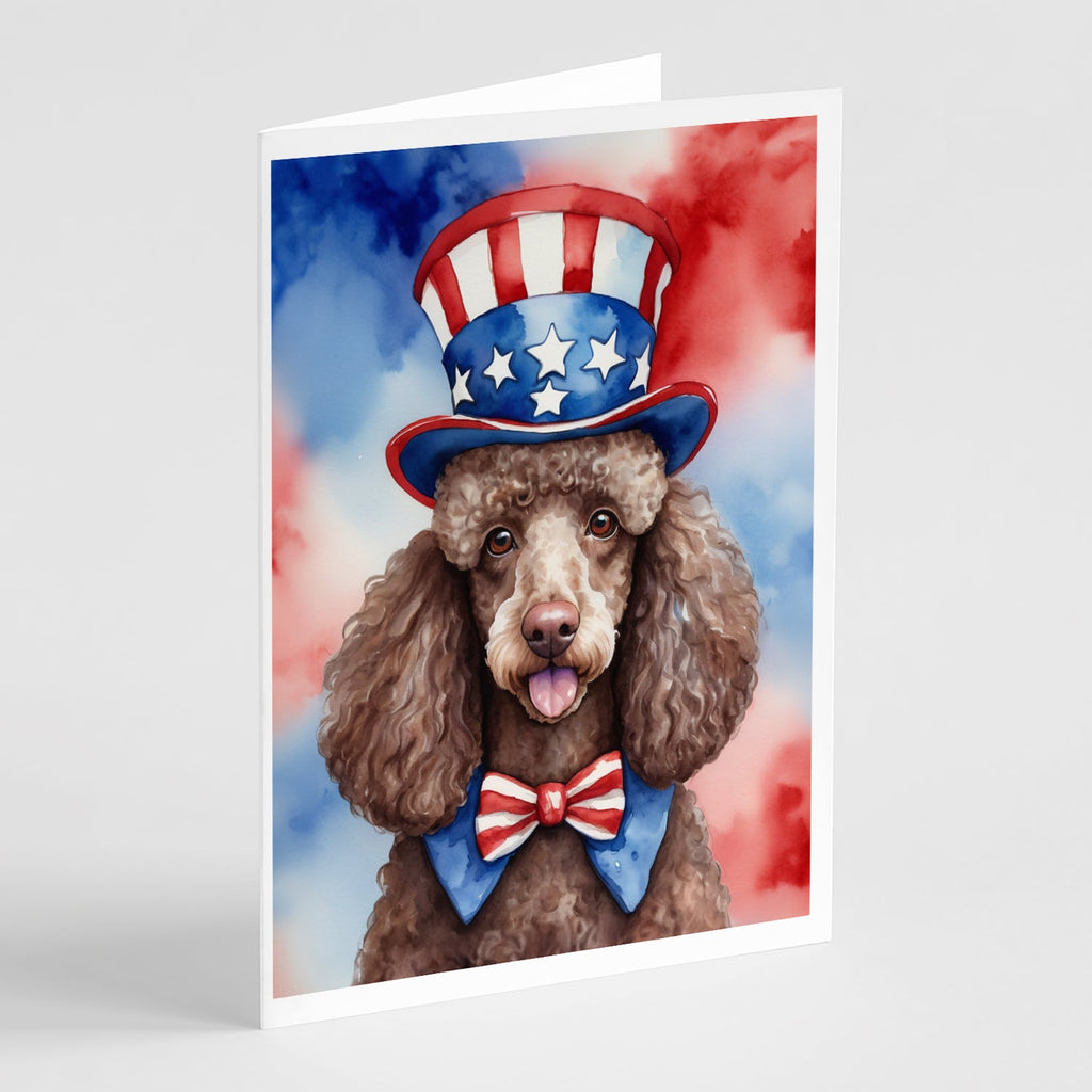 Poodle Patriotic American Greeting Cards Pack of 8 Blank Cards with Envelopes Whimsical A7 Size 5x7