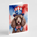 Poodle Patriotic American Greeting Cards Pack of 8 Blank Cards with Envelopes Whimsical A7 Size 5x7