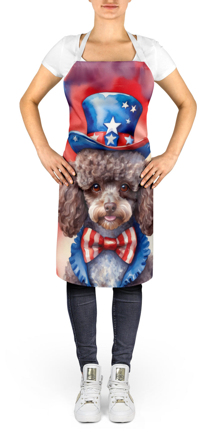 Poodle Patriotic American Apron Cooking Kitchen Server Baking Crafts Gardening for Adult Women Men, Unisex, Large, Multicolor
