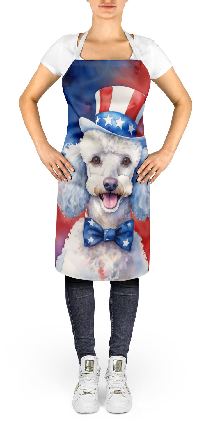 White Poodle Patriotic American Apron Cooking Kitchen Server Baking Crafts Gardening for Adult Women Men, Unisex, Large, Multicolor