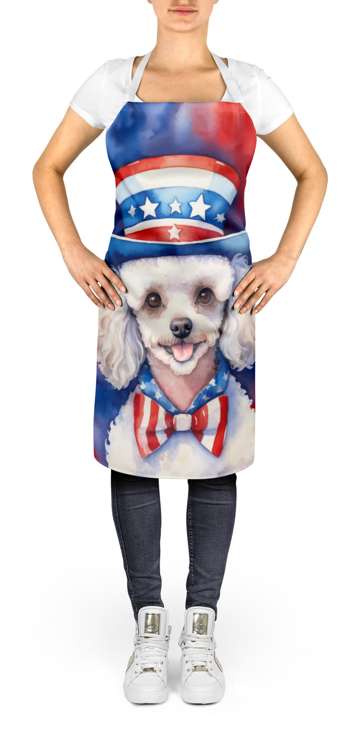 White Poodle Patriotic American Apron Cooking Kitchen Server Baking Crafts Gardening for Adult Women Men, Unisex, Large, Multicolor
