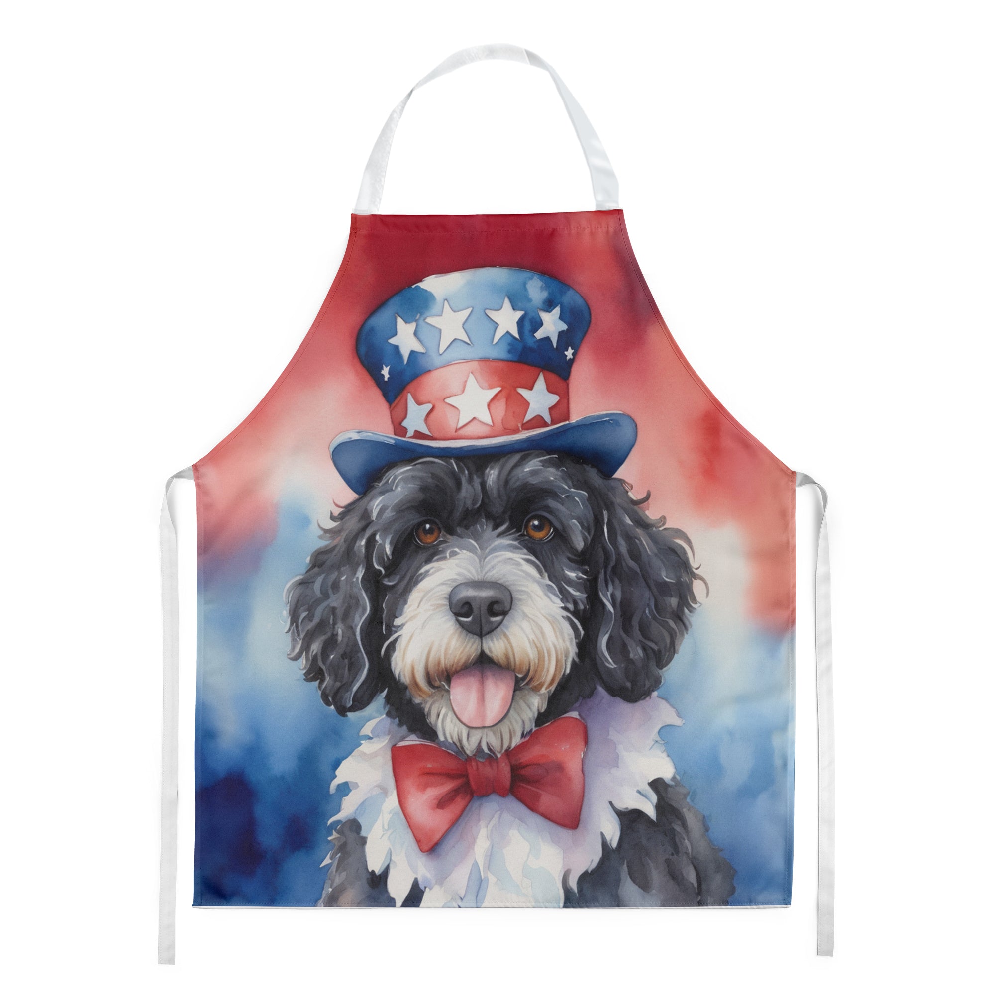 Portuguese Water Dog Patriotic American Apron Cooking Kitchen Server Baking Crafts Gardening for Adult Women Men, Unisex, Large, Multicolor