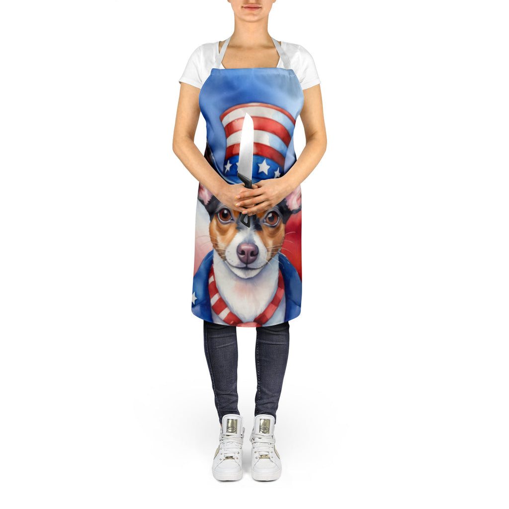 Rat Terrier Patriotic American Apron Cooking Kitchen Server Baking Crafts Gardening for Adult Women Men, Unisex, Large, Multicolor