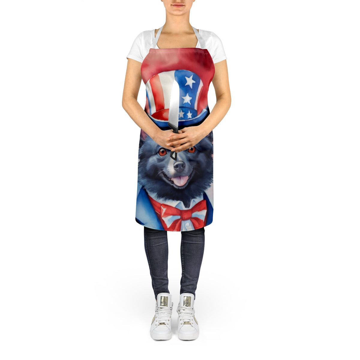 Schipperke Patriotic American Apron Cooking Kitchen Server Baking Crafts Gardening for Adult Women Men, Unisex, Large, Multicolor