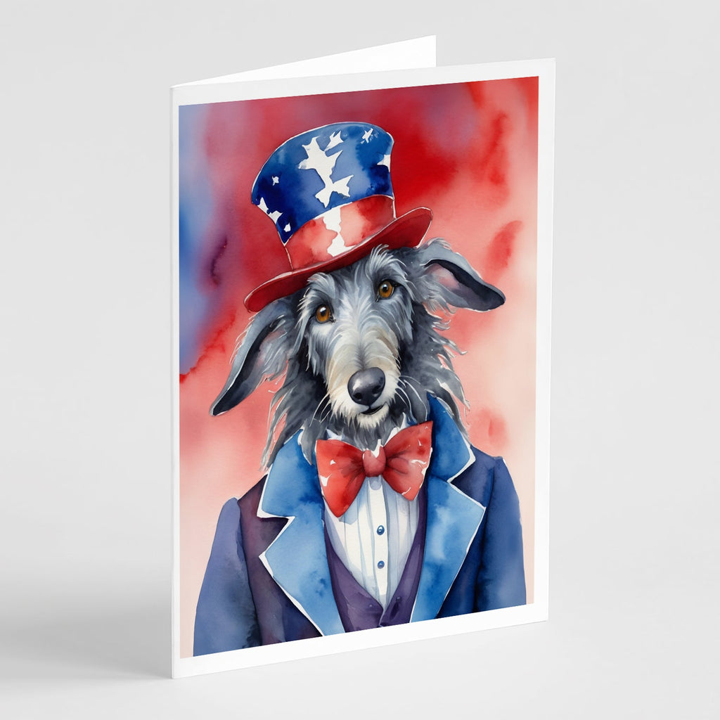 Scottish Deerhound Patriotic American Greeting Cards Pack of 8 Blank Cards with Envelopes Whimsical A7 Size 5x7