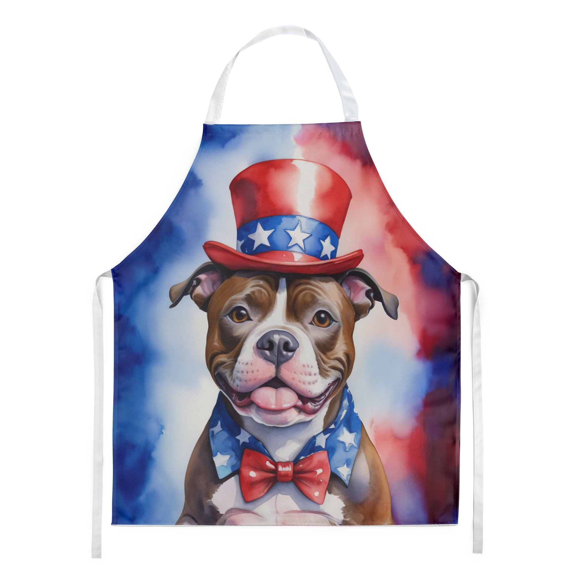 Staffordshire Bull Terrier Patriotic American Apron Cooking Kitchen Server Baking Crafts Gardening for Adult Women Men, Unisex, Large, Multicolor