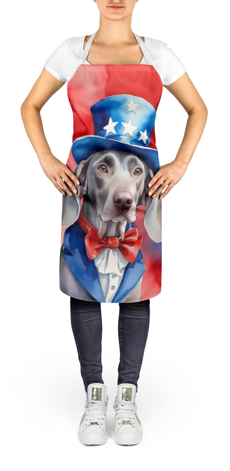 Weimaraner Patriotic American Apron Cooking Kitchen Server Baking Crafts Gardening for Adult Women Men, Unisex, Large, Multicolor