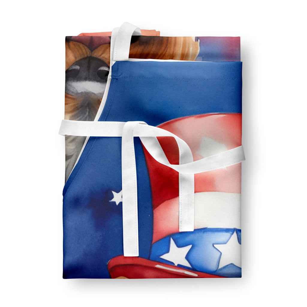 Welsh Terrier Patriotic American Apron Cooking Kitchen Server Baking Crafts Gardening for Adult Women Men, Unisex, Large, Multicolor
