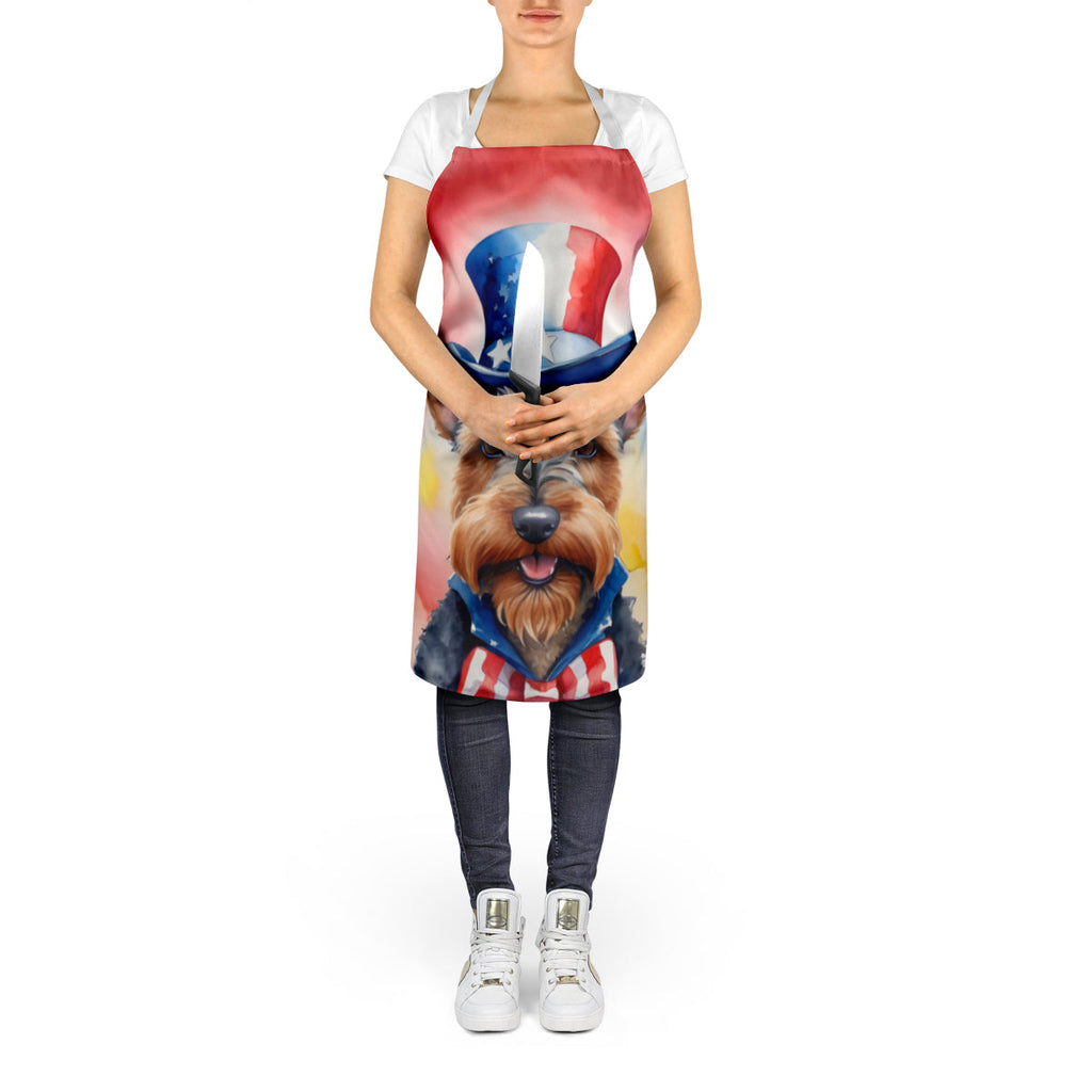 Welsh Terrier Patriotic American Apron Cooking Kitchen Server Baking Crafts Gardening for Adult Women Men, Unisex, Large, Multicolor