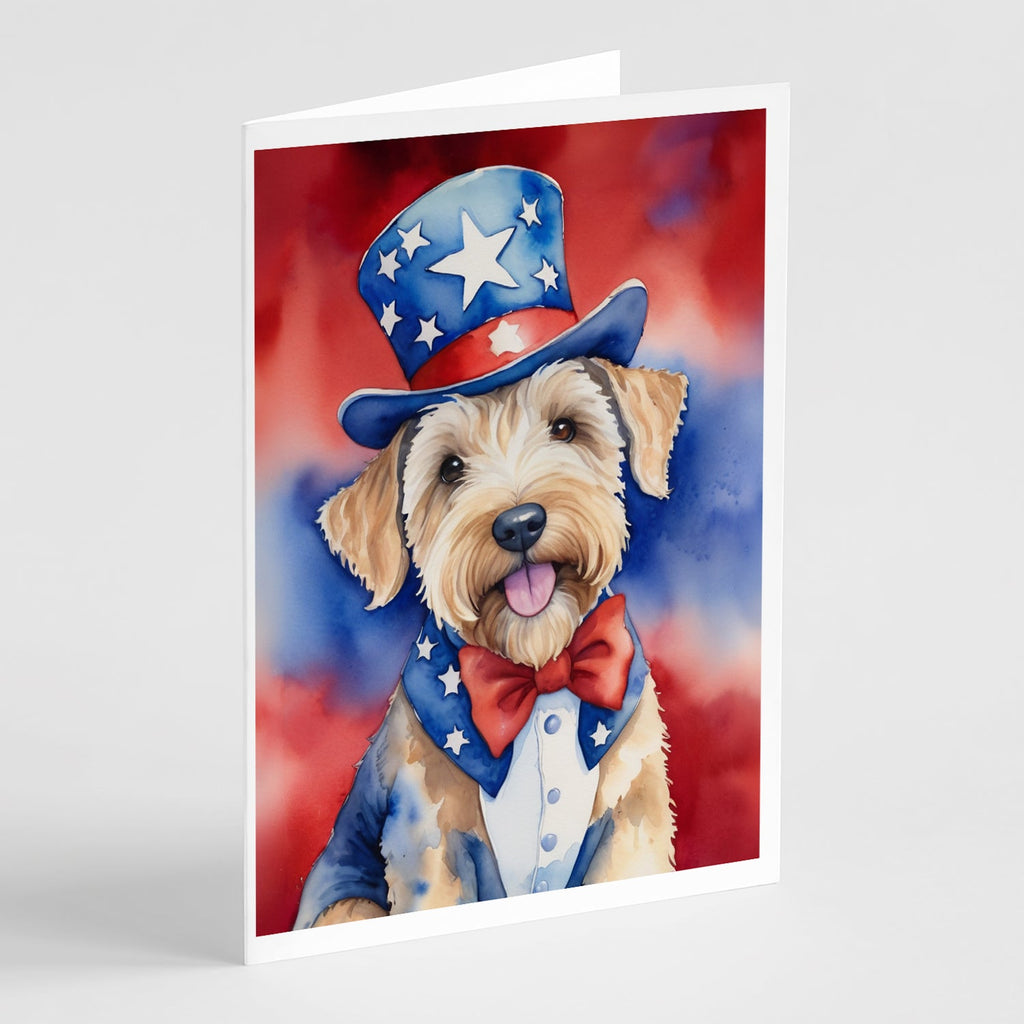Wheaten Terrier Patriotic American Greeting Cards Pack of 8 Blank Cards with Envelopes Whimsical A7 Size 5x7