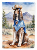Afghan Hound Cowboy Welcome House Flag 28x40 Porch Sleeve Pole Decorative Outside Yard Banner Artwork Wall Hanging, Polyester