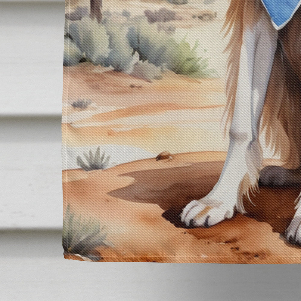 Afghan Hound Cowboy Welcome House Flag 28x40 Porch Sleeve Pole Decorative Outside Yard Banner Artwork Wall Hanging, Polyester