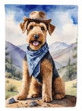 Airedale Terrier Cowboy Welcome House Flag 28x40 Porch Sleeve Pole Decorative Outside Yard Banner Artwork Wall Hanging, Polyester
