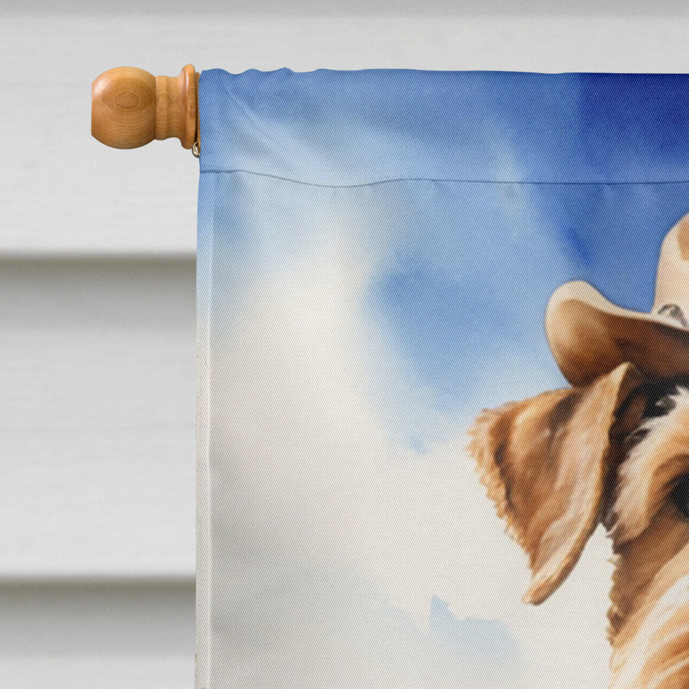 Airedale Terrier Cowboy Welcome House Flag 28x40 Porch Sleeve Pole Decorative Outside Yard Banner Artwork Wall Hanging, Polyester
