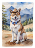 Akita Cowboy Welcome House Flag 28x40 Porch Sleeve Pole Decorative Outside Yard Banner Artwork Wall Hanging, Polyester