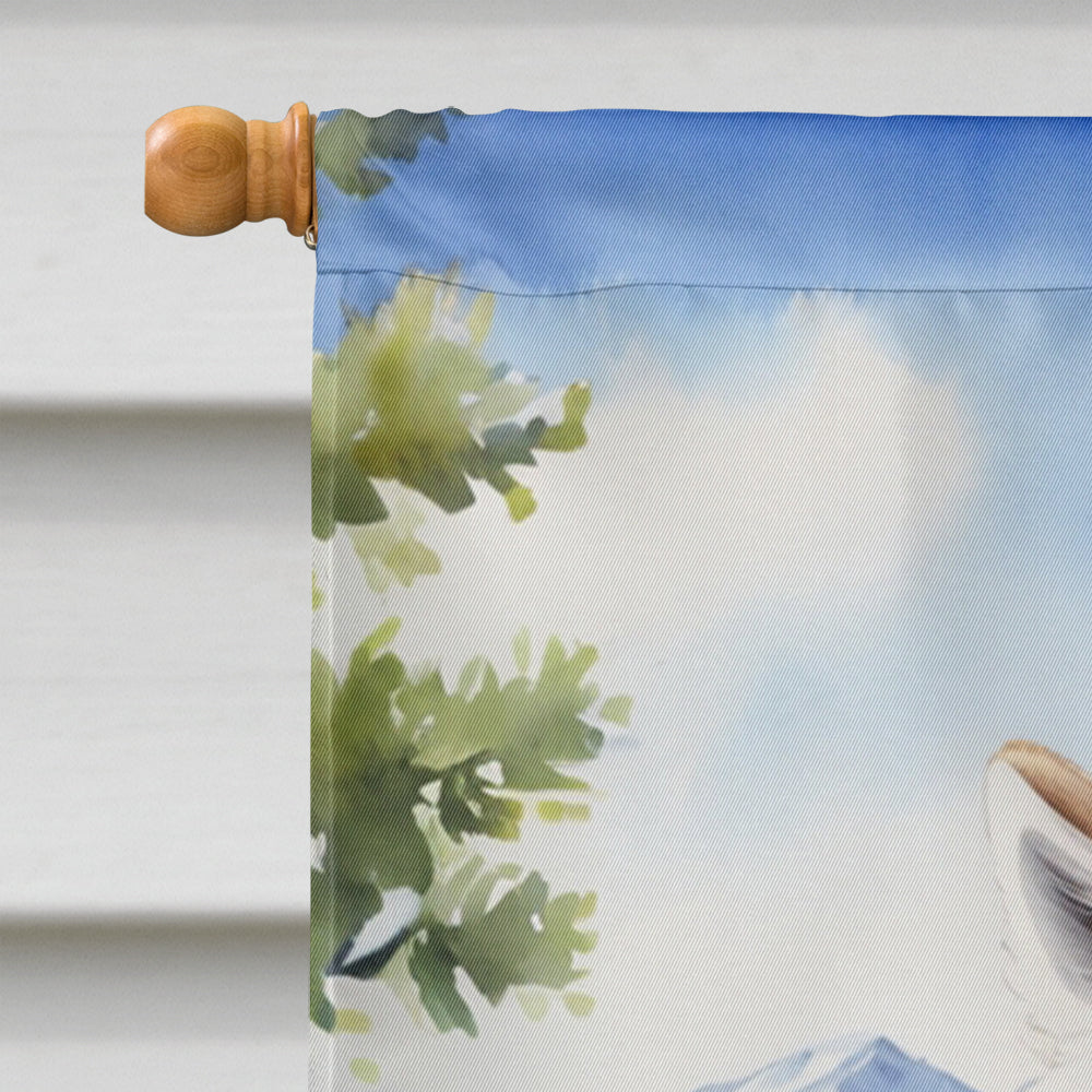 American Eskimo Cowboy Welcome House Flag 28x40 Porch Sleeve Pole Decorative Outside Yard Banner Artwork Wall Hanging, Polyester