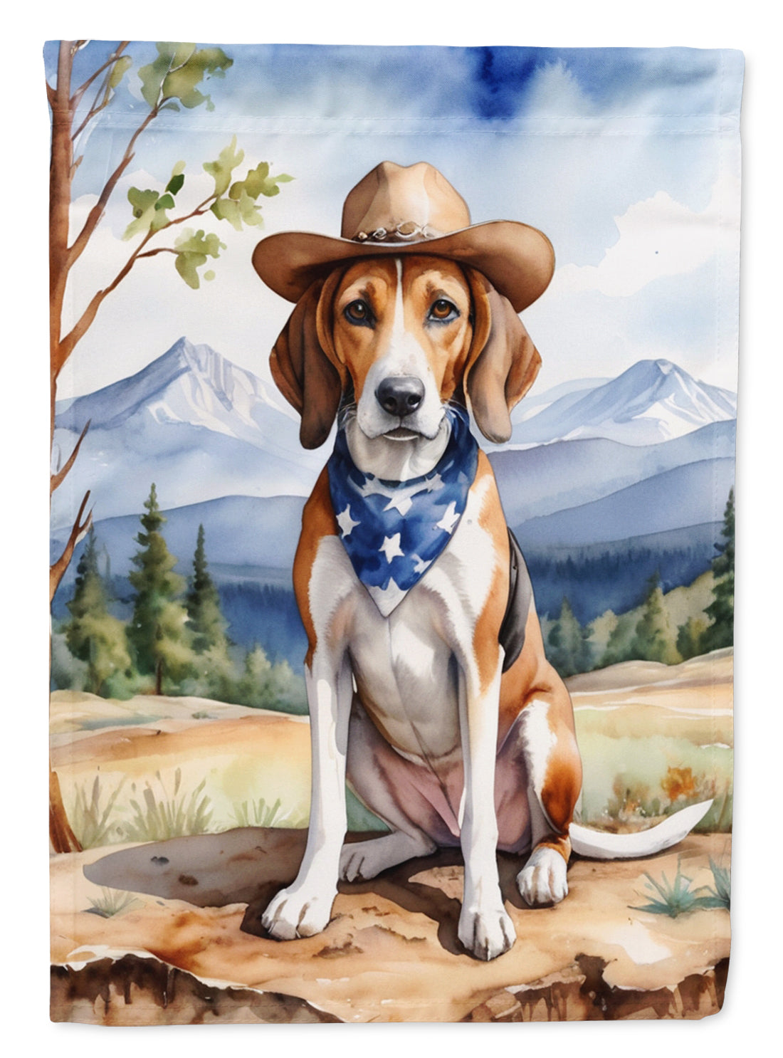 American Foxhound Cowboy Welcome Garden Flag Mailbox Decorative Yard Banner Outside Patio Artwork for Flower Beds, Garden Size, Multicolor