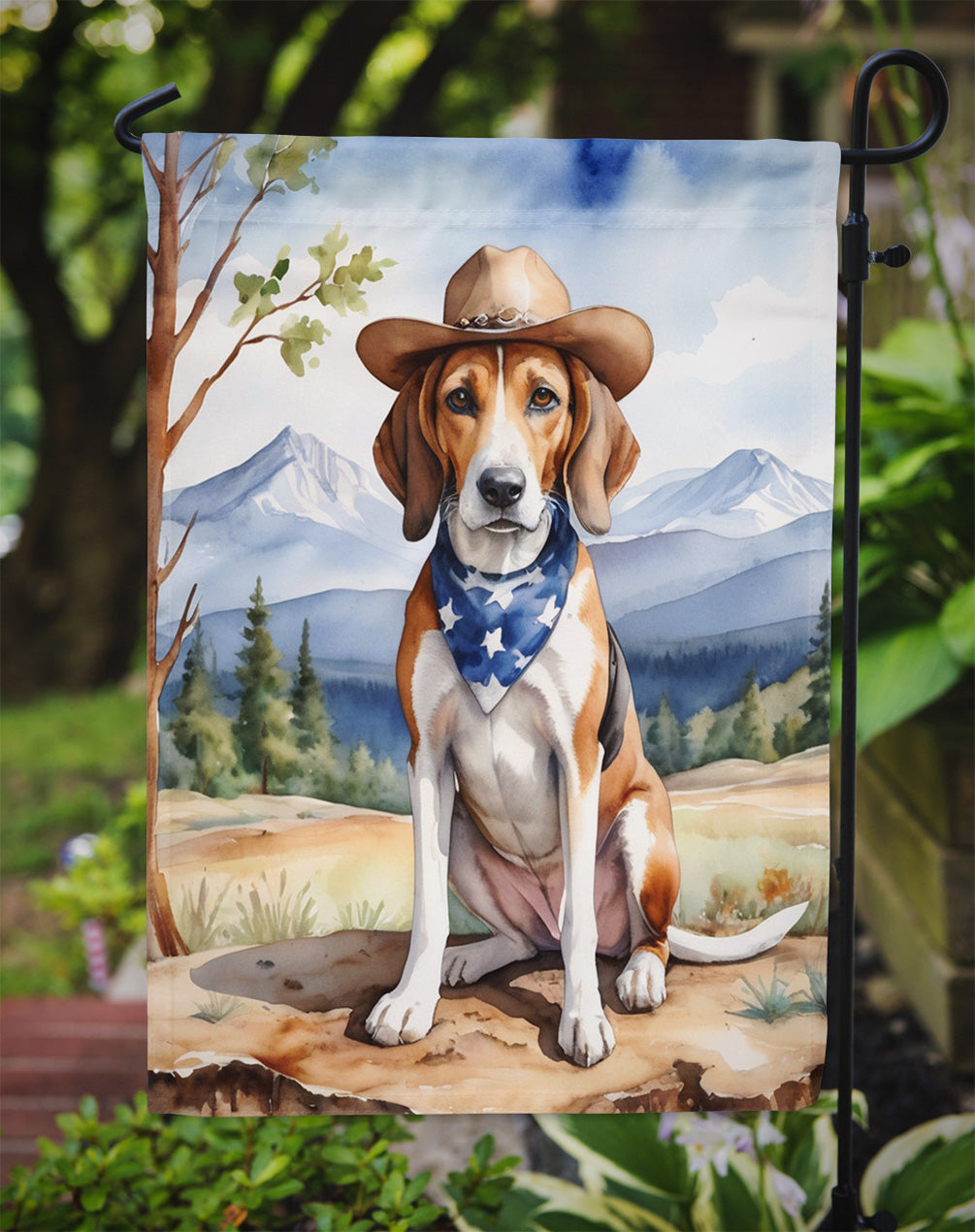 American Foxhound Cowboy Welcome Garden Flag Mailbox Decorative Yard Banner Outside Patio Artwork for Flower Beds, Garden Size, Multicolor