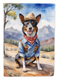 Australian Cattle Dog Cowboy Welcome House Flag 28x40 Porch Sleeve Pole Decorative Outside Yard Banner Artwork Wall Hanging, Polyester