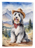 Bearded Collie Cowboy Welcome House Flag 28x40 Porch Sleeve Pole Decorative Outside Yard Banner Artwork Wall Hanging, Polyester