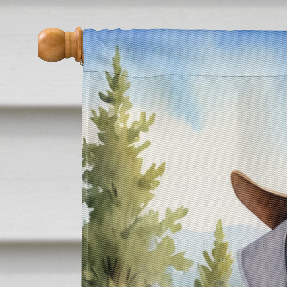 Bedlington Terrier Cowboy Welcome House Flag 28x40 Porch Sleeve Pole Decorative Outside Yard Banner Artwork Wall Hanging, Polyester