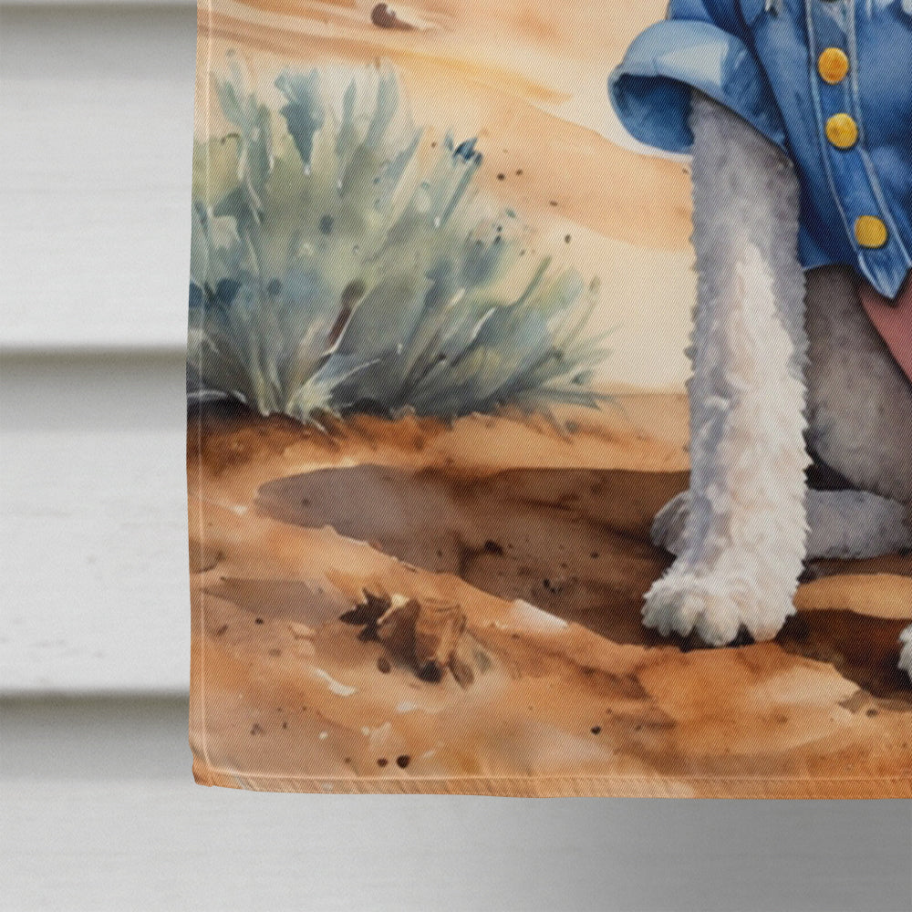 Bedlington Terrier Cowboy Welcome House Flag 28x40 Porch Sleeve Pole Decorative Outside Yard Banner Artwork Wall Hanging, Polyester