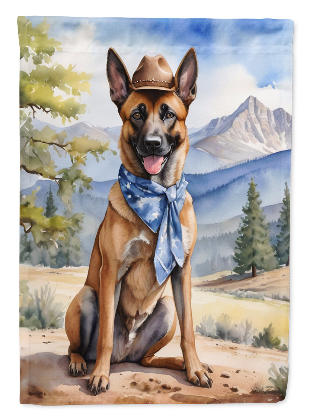 Belgian Malinois Cowboy Welcome House Flag 28x40 Porch Sleeve Pole Decorative Outside Yard Banner Artwork Wall Hanging, Polyester