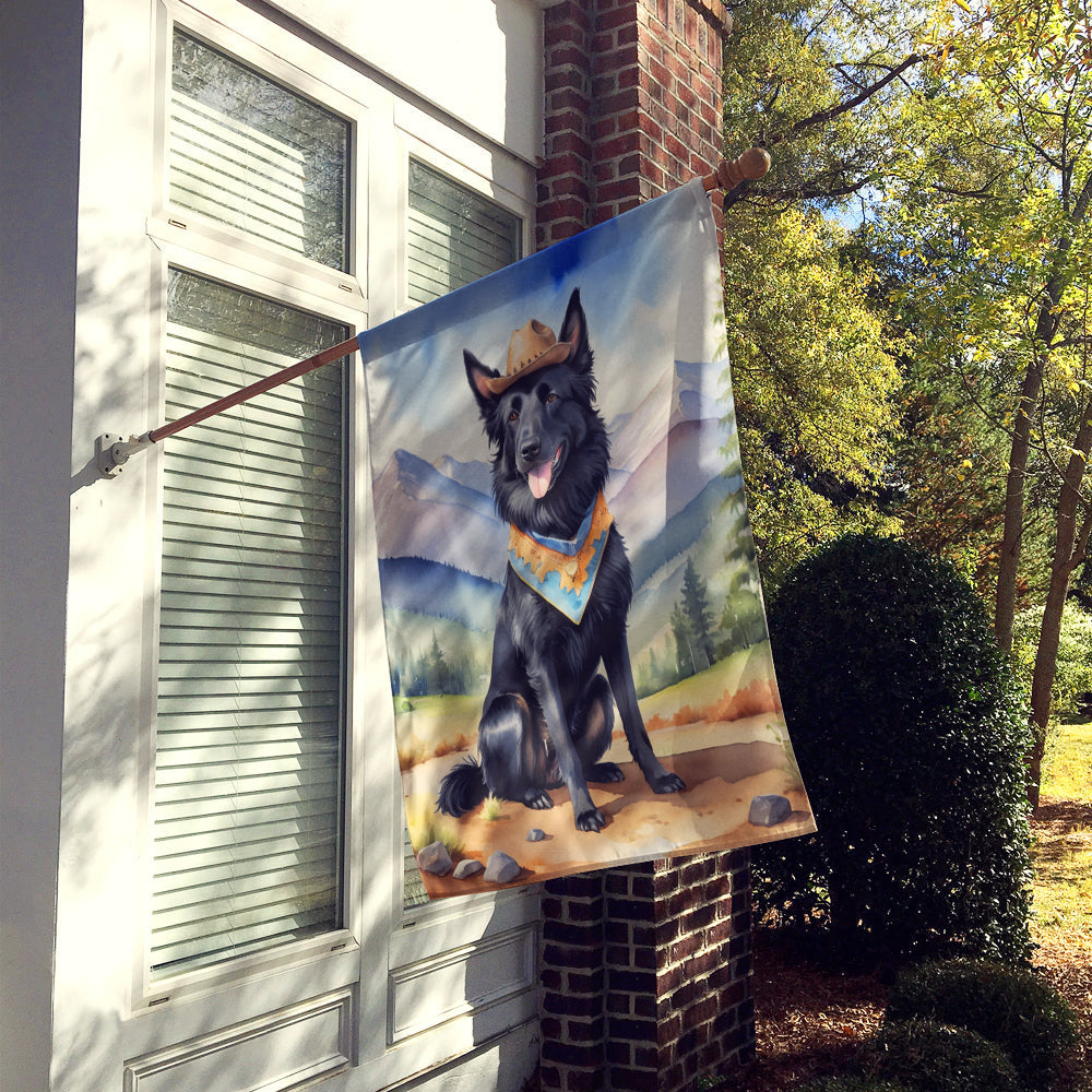 Belgian Sheepdog Cowboy Welcome House Flag 28x40 Porch Sleeve Pole Decorative Outside Yard Banner Artwork Wall Hanging, Polyester
