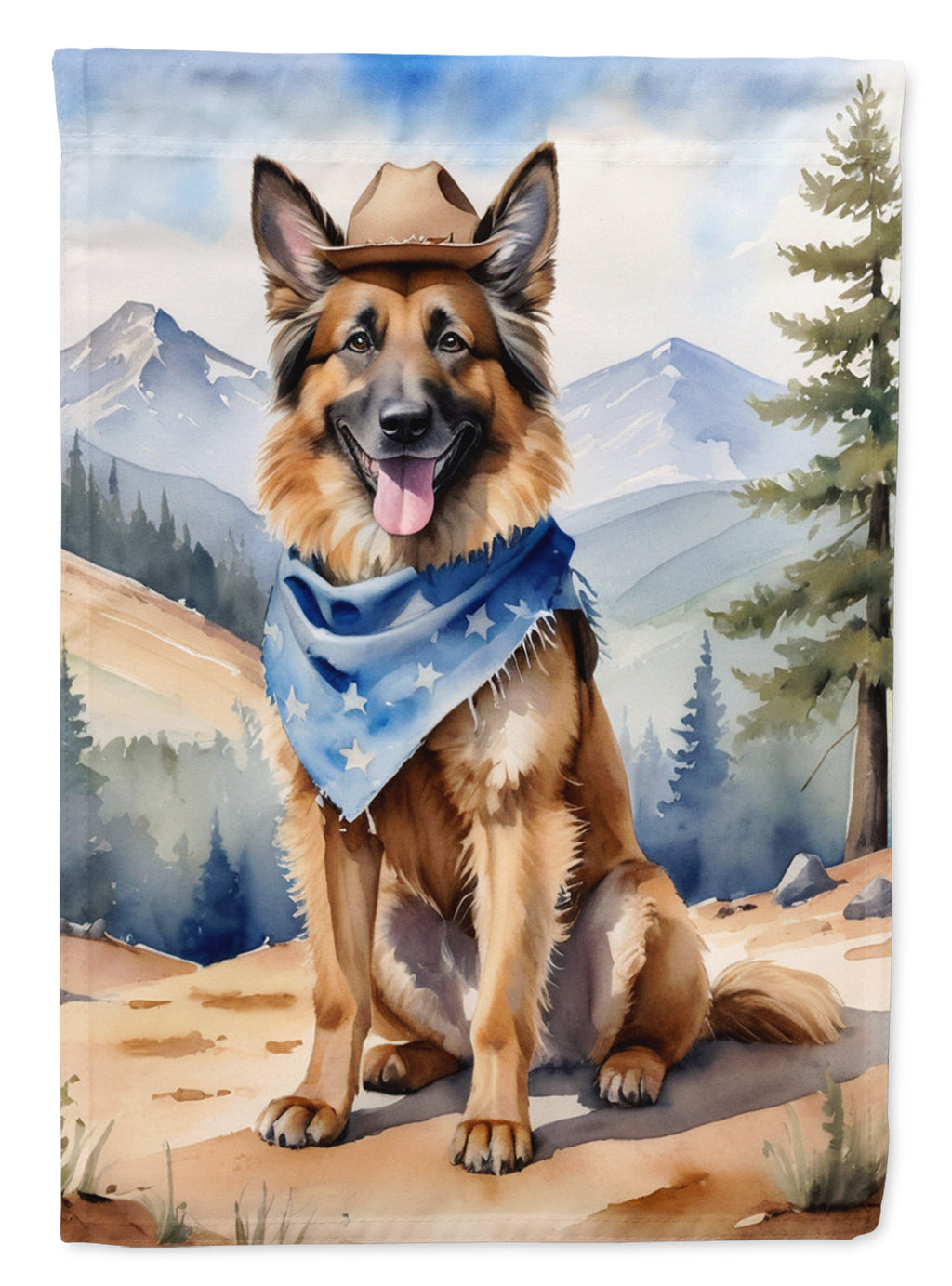 Belgian Tervuren Cowboy Welcome House Flag 28x40 Porch Sleeve Pole Decorative Outside Yard Banner Artwork Wall Hanging, Polyester