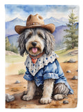 Bergamasco Sheepdog Cowboy Welcome House Flag 28x40 Porch Sleeve Pole Decorative Outside Yard Banner Artwork Wall Hanging, Polyester