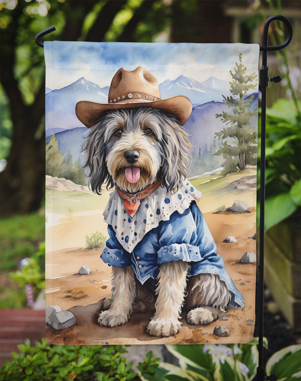 Bergamasco Sheepdog Cowboy Welcome Garden Flag Mailbox Decorative Yard Banner Outside Patio Artwork for Flower Beds, Garden Size, Multicolor