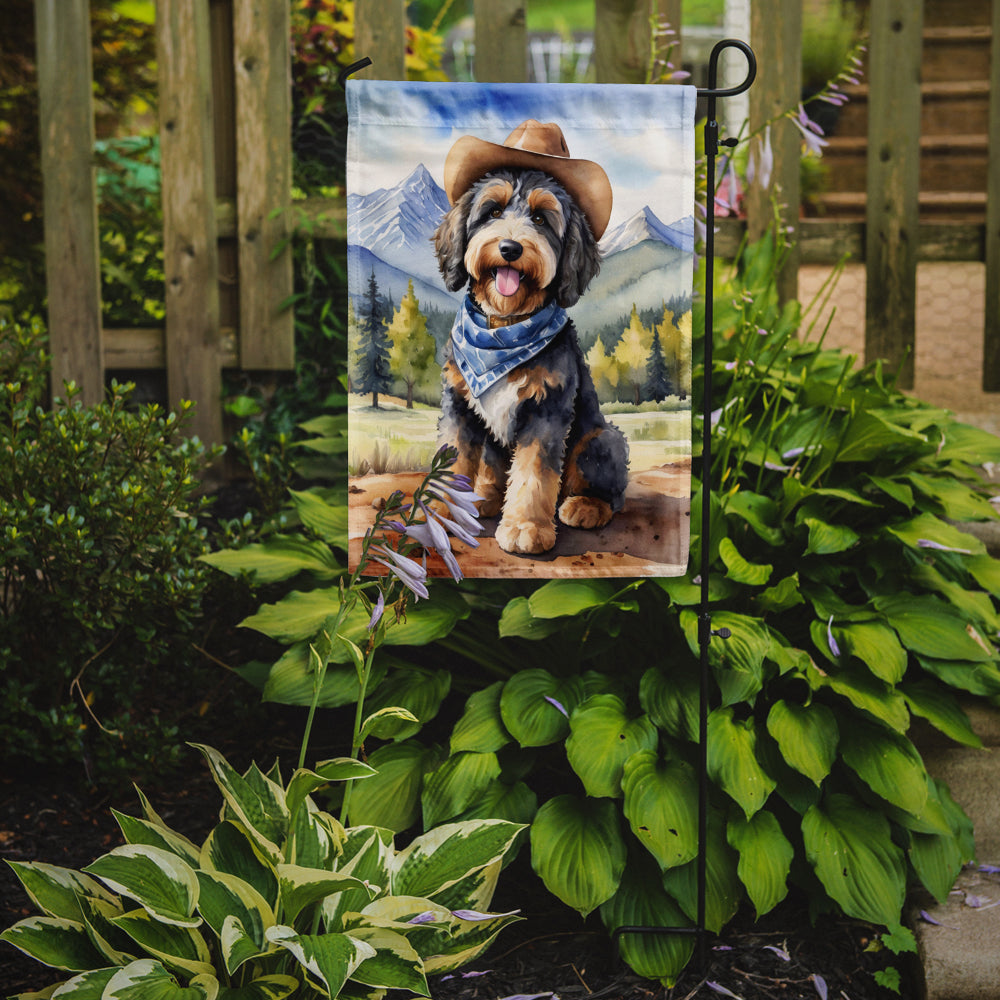 Bernedoodle Cowboy Welcome Garden Flag Mailbox Decorative Yard Banner Outside Patio Artwork for Flower Beds, Garden Size, Multicolor
