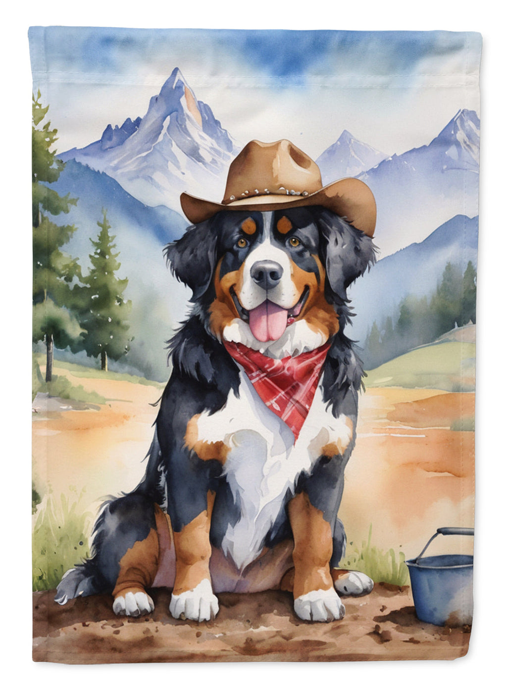 Bernese Mountain Dog Cowboy Welcome Garden Flag Mailbox Decorative Yard Banner Outside Patio Artwork for Flower Beds, Garden Size, Multicolor