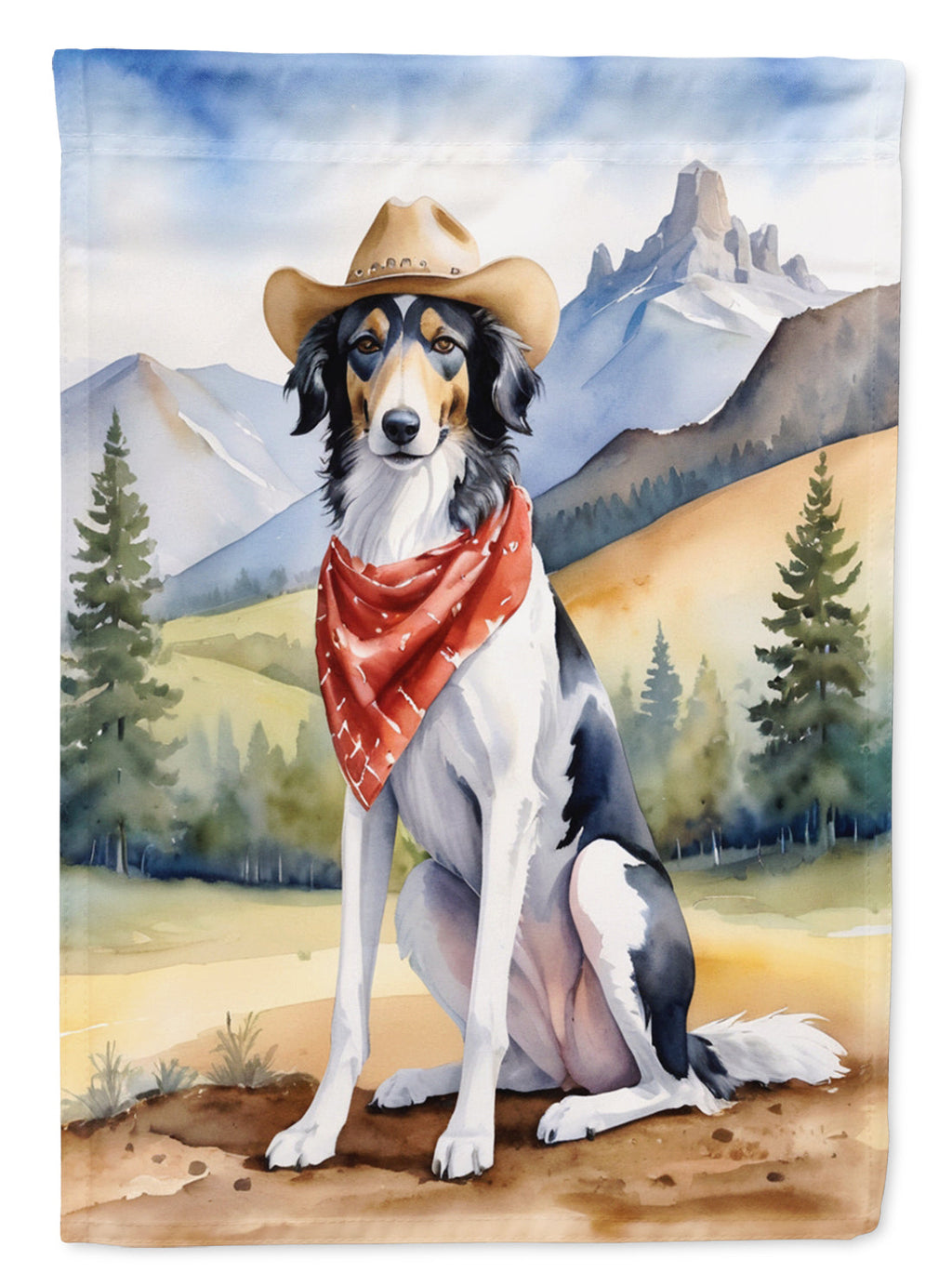 Borzoi Cowboy Welcome Garden Flag Mailbox Decorative Yard Banner Outside Patio Artwork for Flower Beds, Garden Size, Multicolor