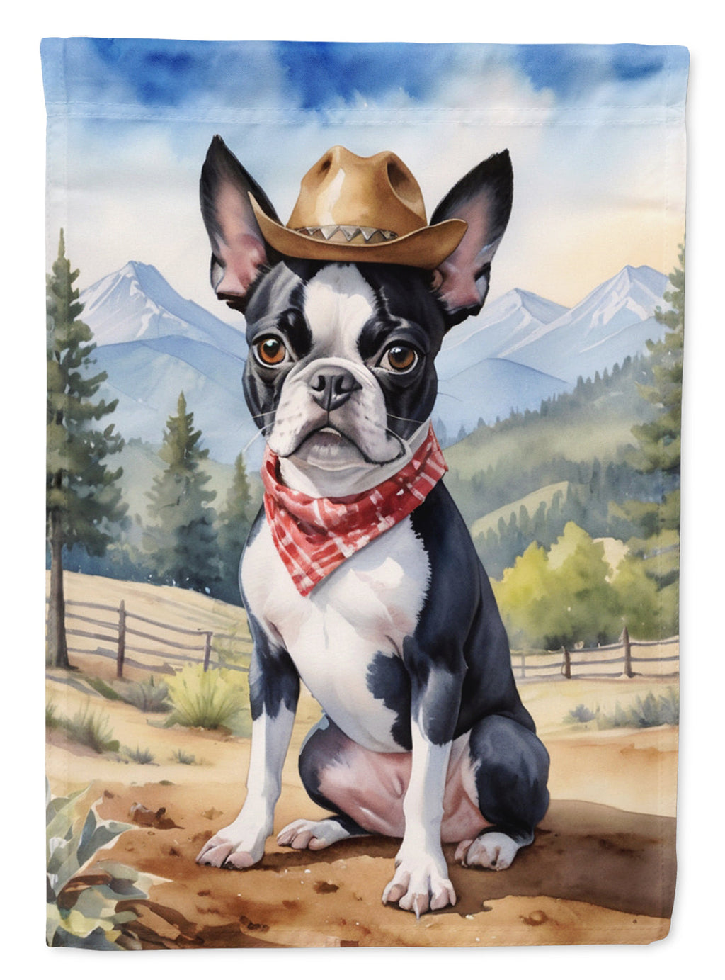 Boston Terrier Cowboy Welcome Garden Flag Mailbox Decorative Yard Banner Outside Patio Artwork for Flower Beds, Garden Size, Multicolor