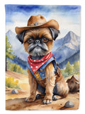 Brussels Griffon Cowboy Welcome House Flag 28x40 Porch Sleeve Pole Decorative Outside Yard Banner Artwork Wall Hanging, Polyester