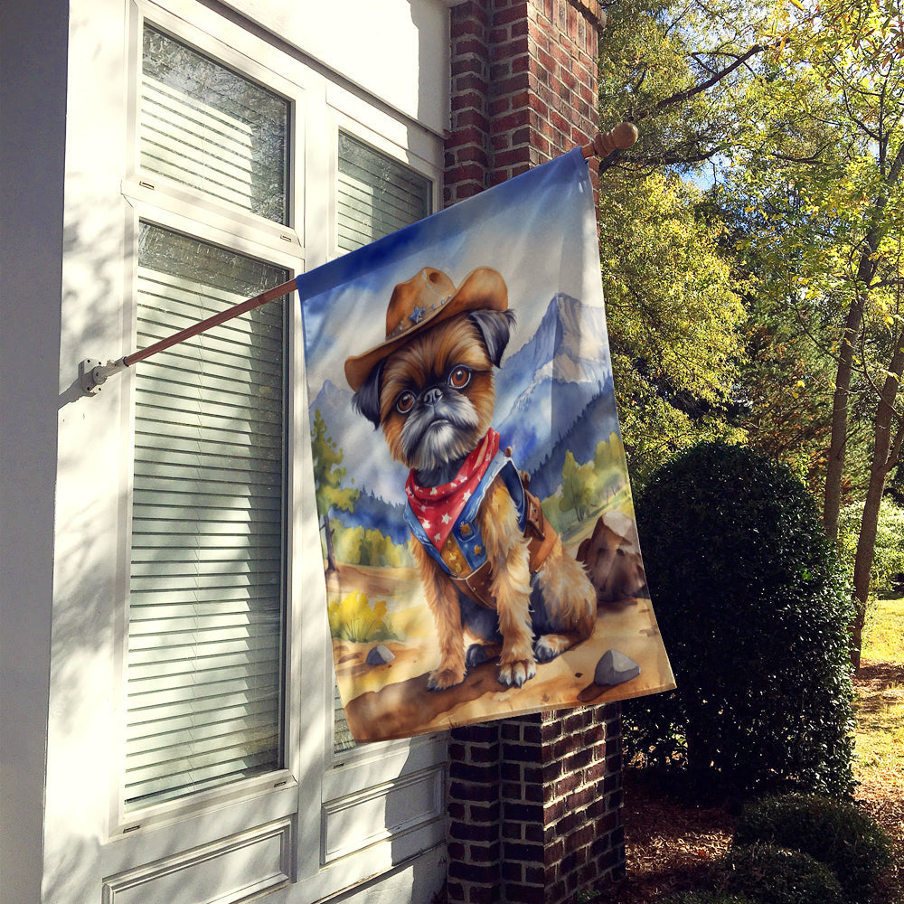 Brussels Griffon Cowboy Welcome House Flag 28x40 Porch Sleeve Pole Decorative Outside Yard Banner Artwork Wall Hanging, Polyester