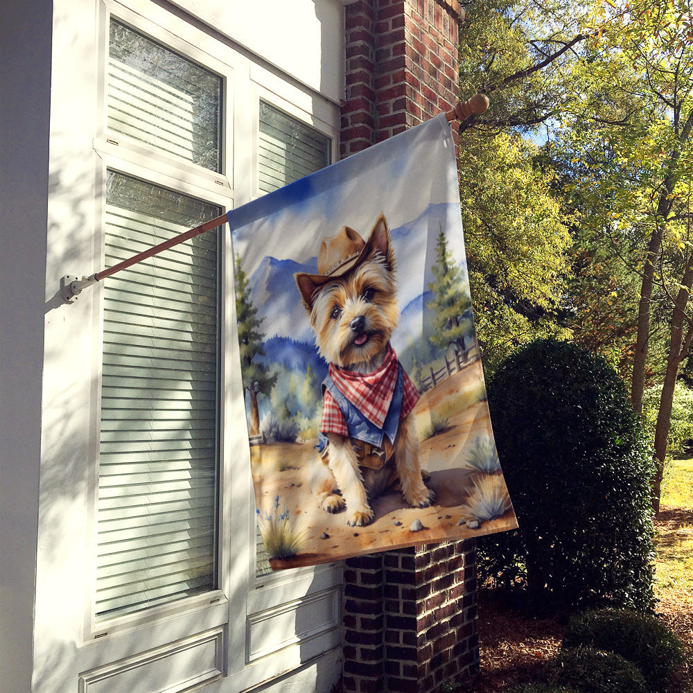 Cairn Terrier Cowboy Welcome House Flag 28x40 Porch Sleeve Pole Decorative Outside Yard Banner Artwork Wall Hanging, Polyester