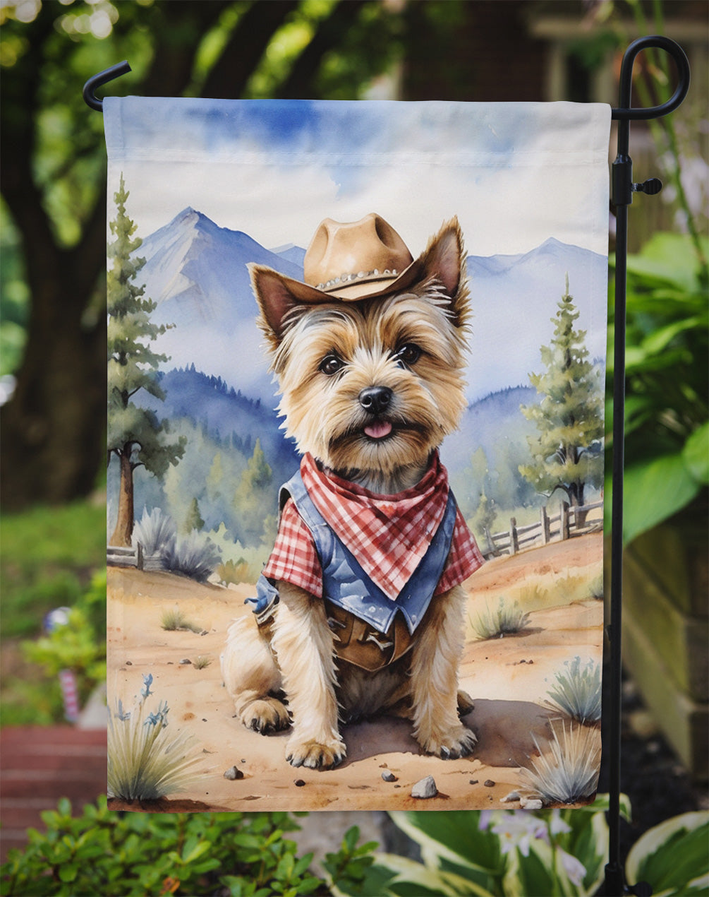 Cairn Terrier Cowboy Welcome Garden Flag Mailbox Decorative Yard Banner Outside Patio Artwork for Flower Beds, Garden Size, Multicolor