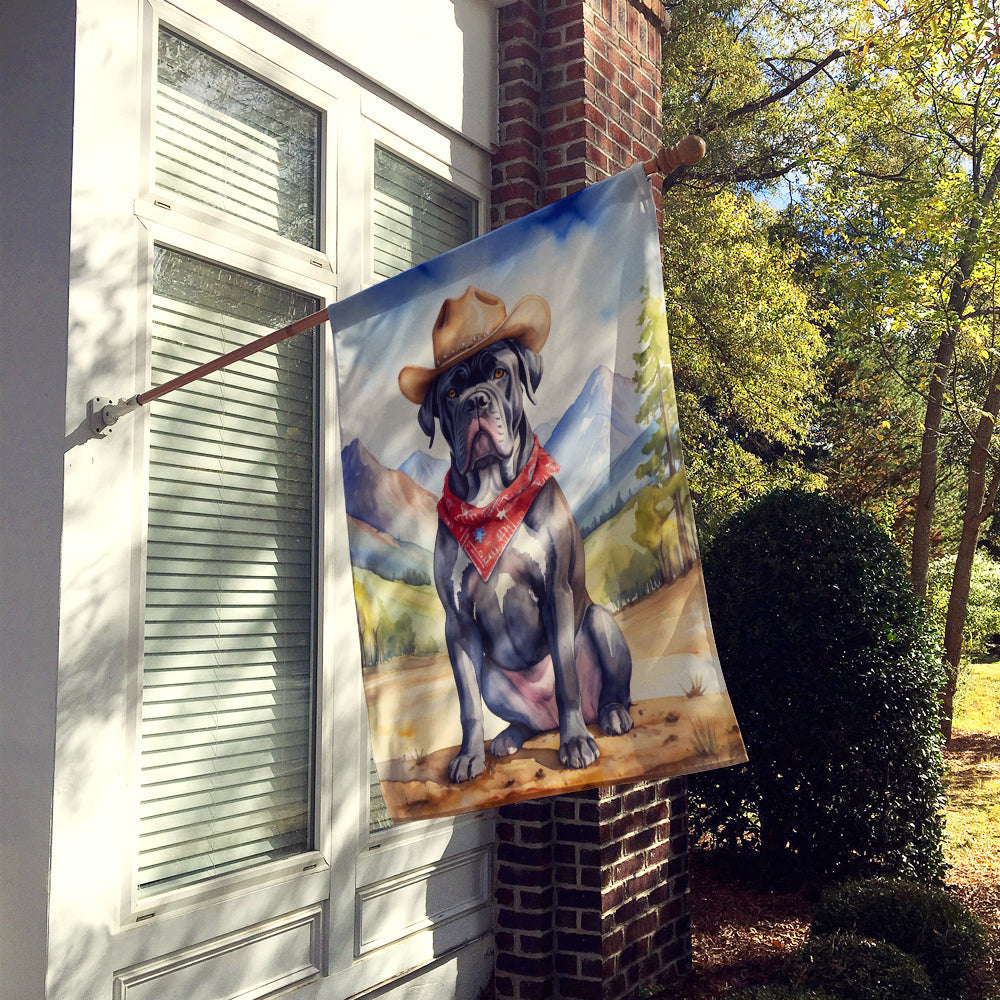 Cane Corso Cowboy Welcome House Flag 28x40 Porch Sleeve Pole Decorative Outside Yard Banner Artwork Wall Hanging, Polyester