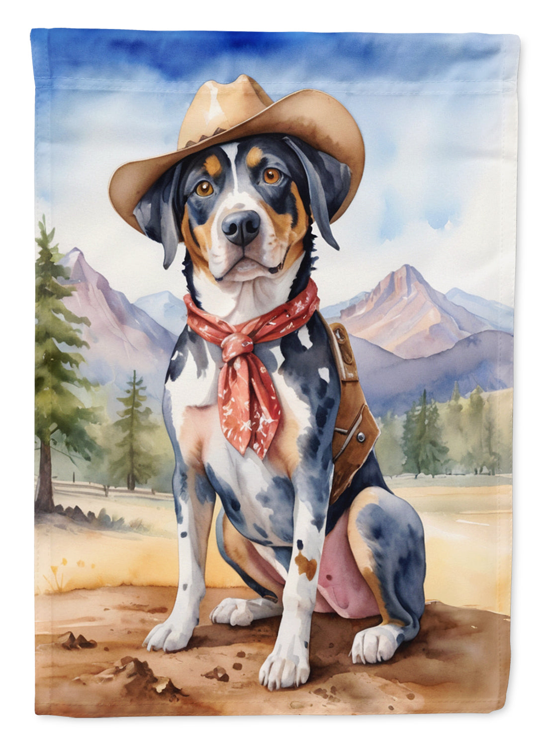 Catahoula Cowboy Welcome House Flag 28x40 Porch Sleeve Pole Decorative Outside Yard Banner Artwork Wall Hanging, Polyester