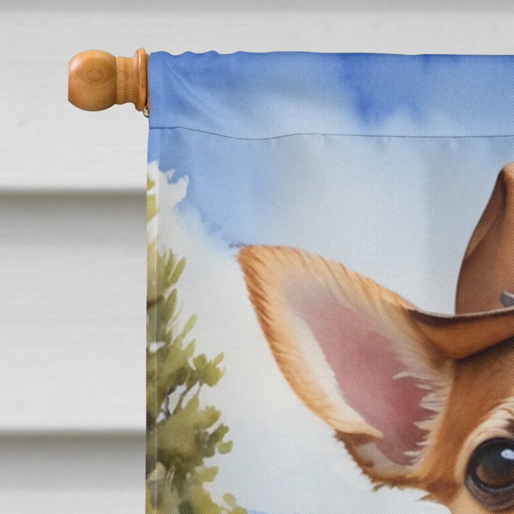 Chihuahua Cowboy Welcome House Flag 28x40 Porch Sleeve Pole Decorative Outside Yard Banner Artwork Wall Hanging, Polyester